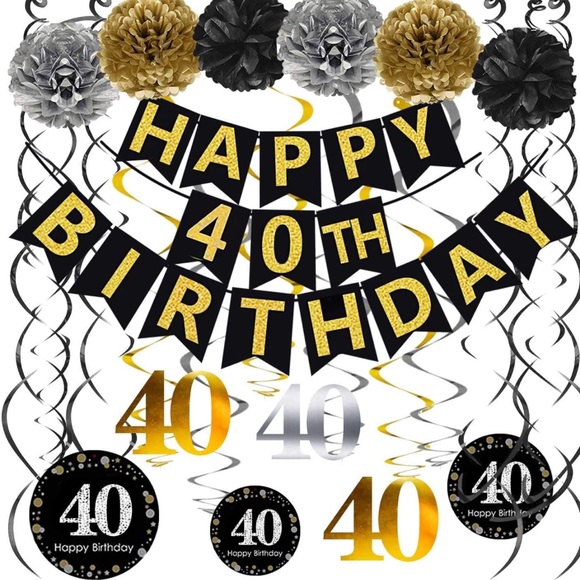 Happy 40th Birthday Banner Party Decoration Kit - Picture 6 of 6